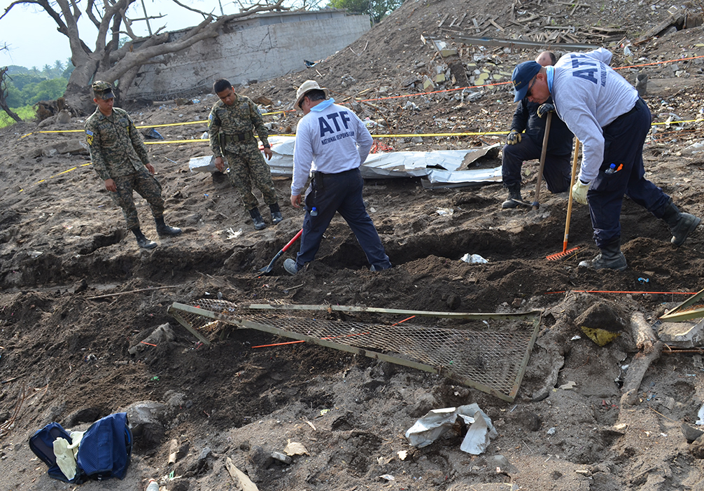 International response team processes a scene in El Salvador