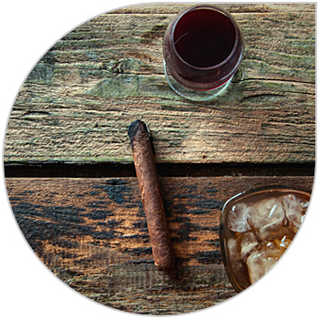Alcohol and tobacco on a table