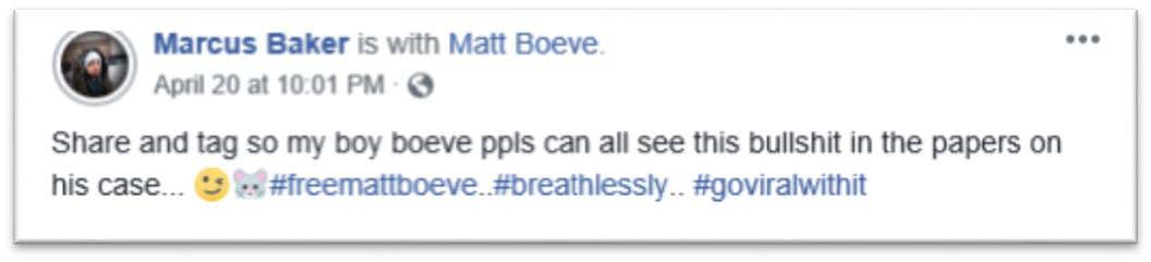 Facebook message posted to share threatening message