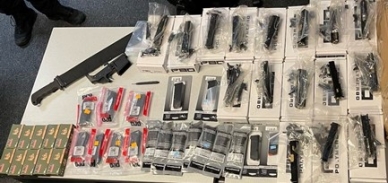 Firearms and items seized from Burroughs on January 8, 2022