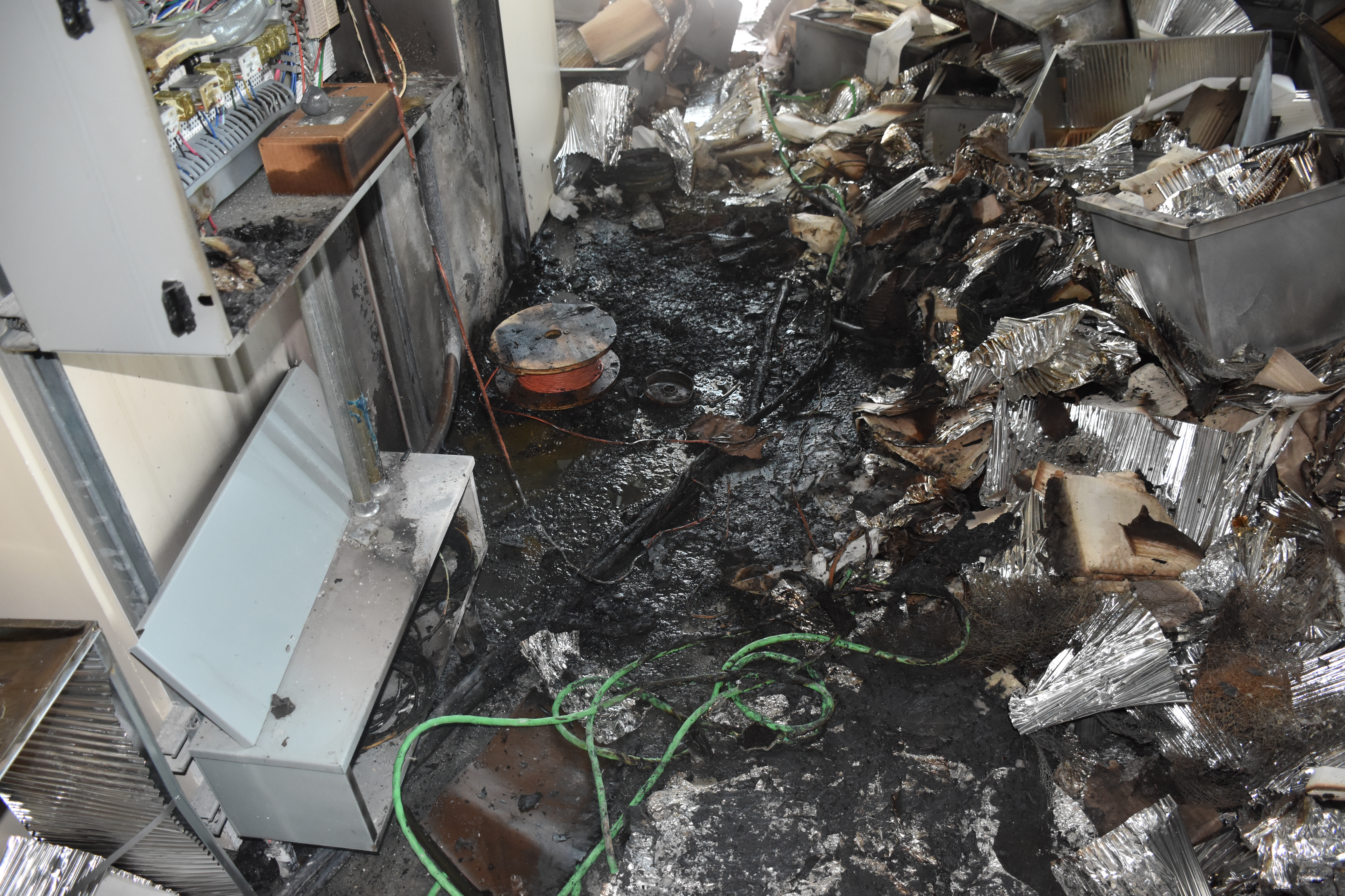 Close up of fire damage inside the building