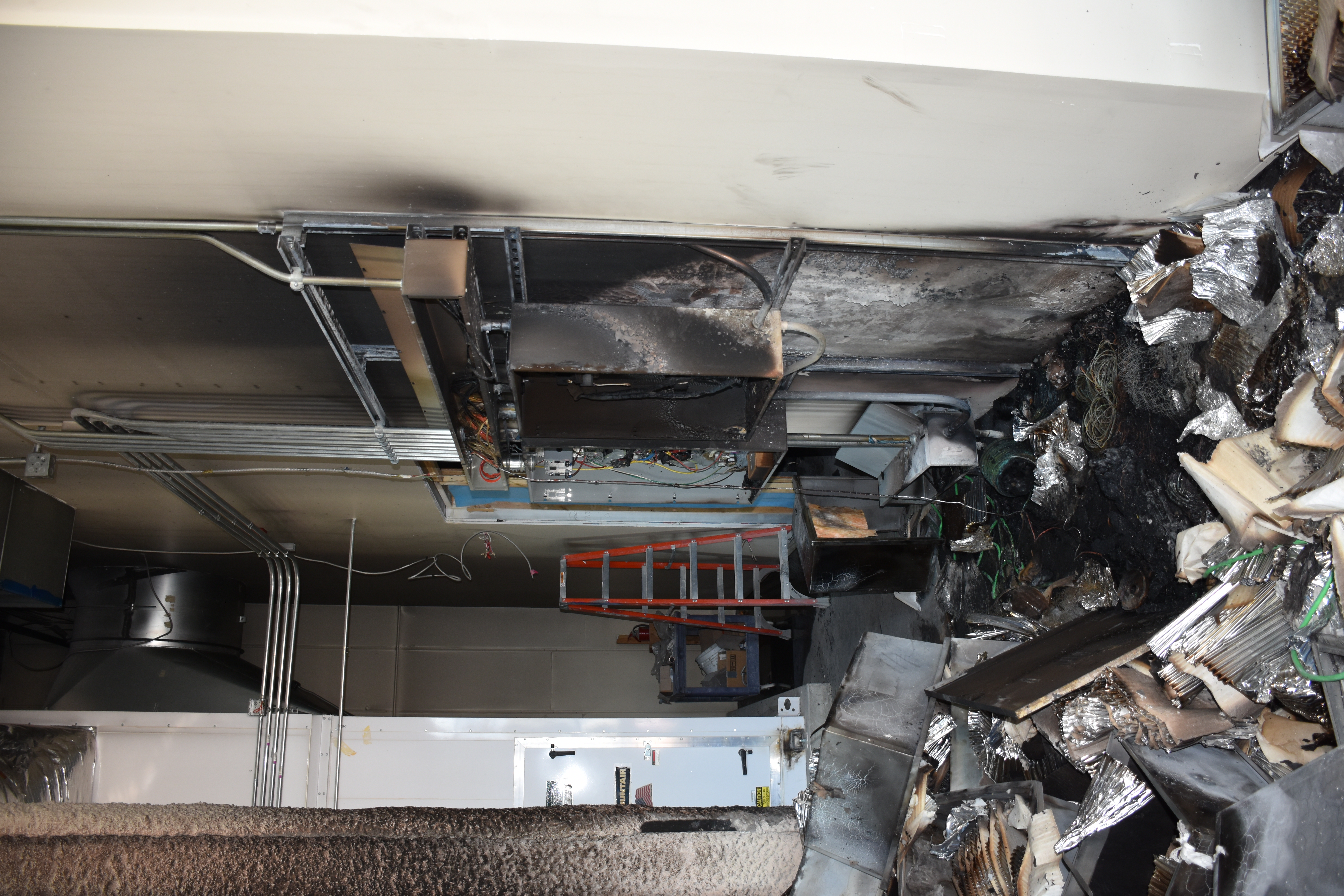 Fire damage to the building