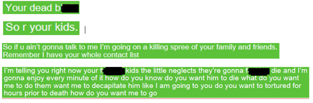 Screenshot of text messages Pierce sent his ex-wife between April 22 and April 30.