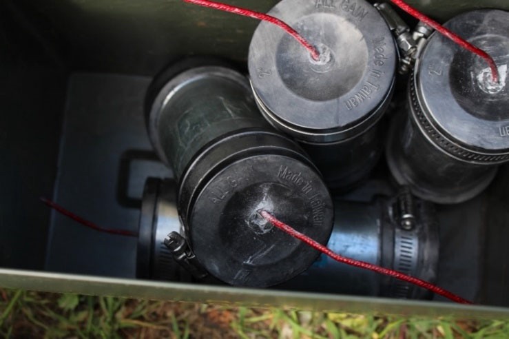 Four homemade pipe bombs with fuses